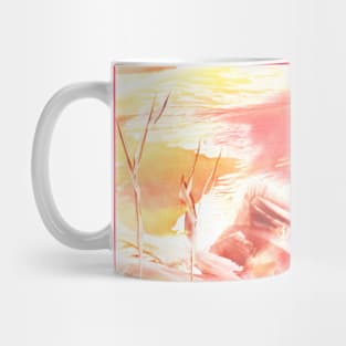 Landscape, mountains, nature. Encaustic, art decoration, sketch. Illustration hand drawn modern, hot wax Mug